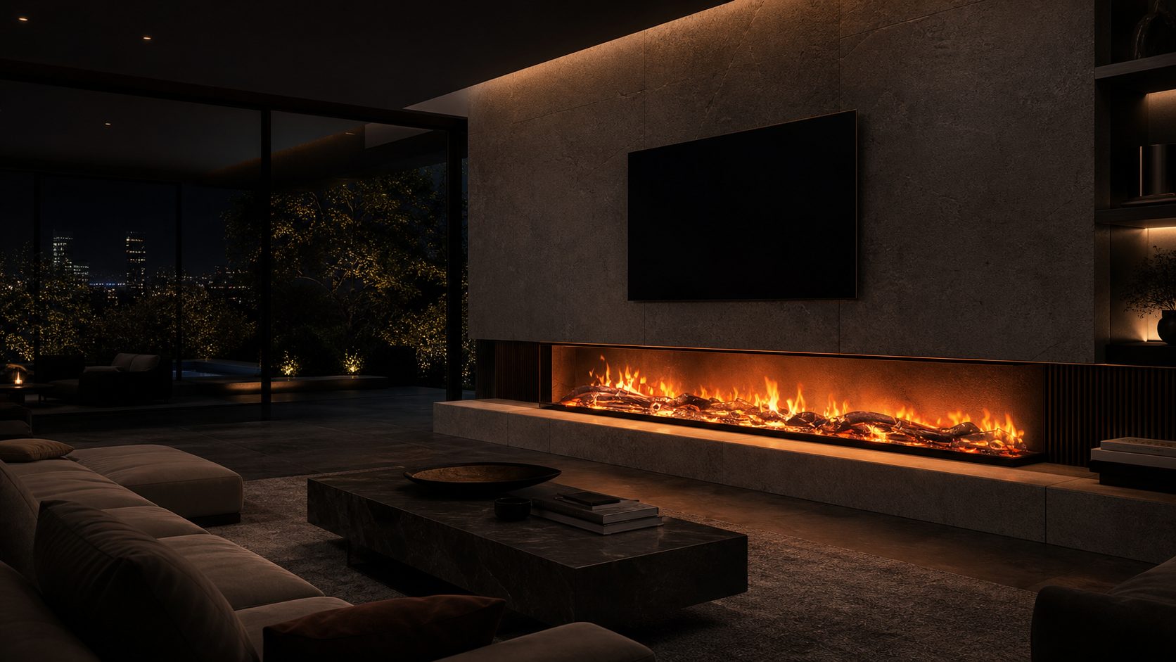 Luxury villa fireplace interior