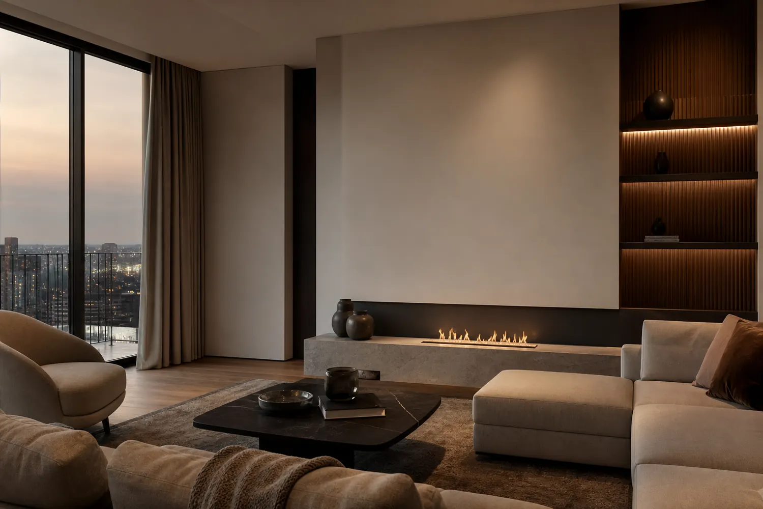 Apartment fireplace atmosphere